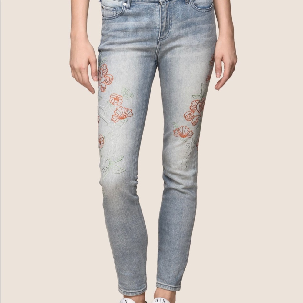 Armani Exchange Flower Embroidered Super Skinny Jeans -29R